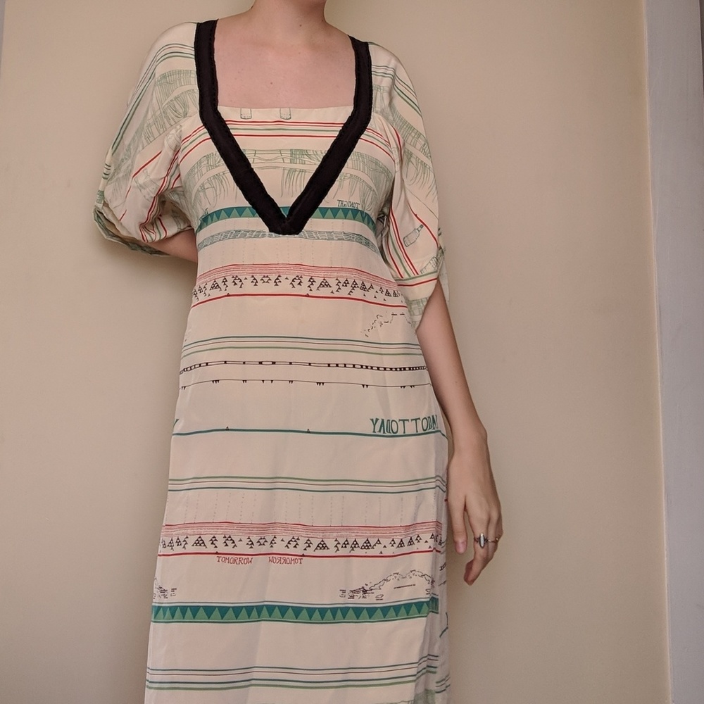 Silk boho striped vena cava shift dress
